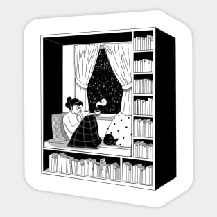 Reading at the window Sticker